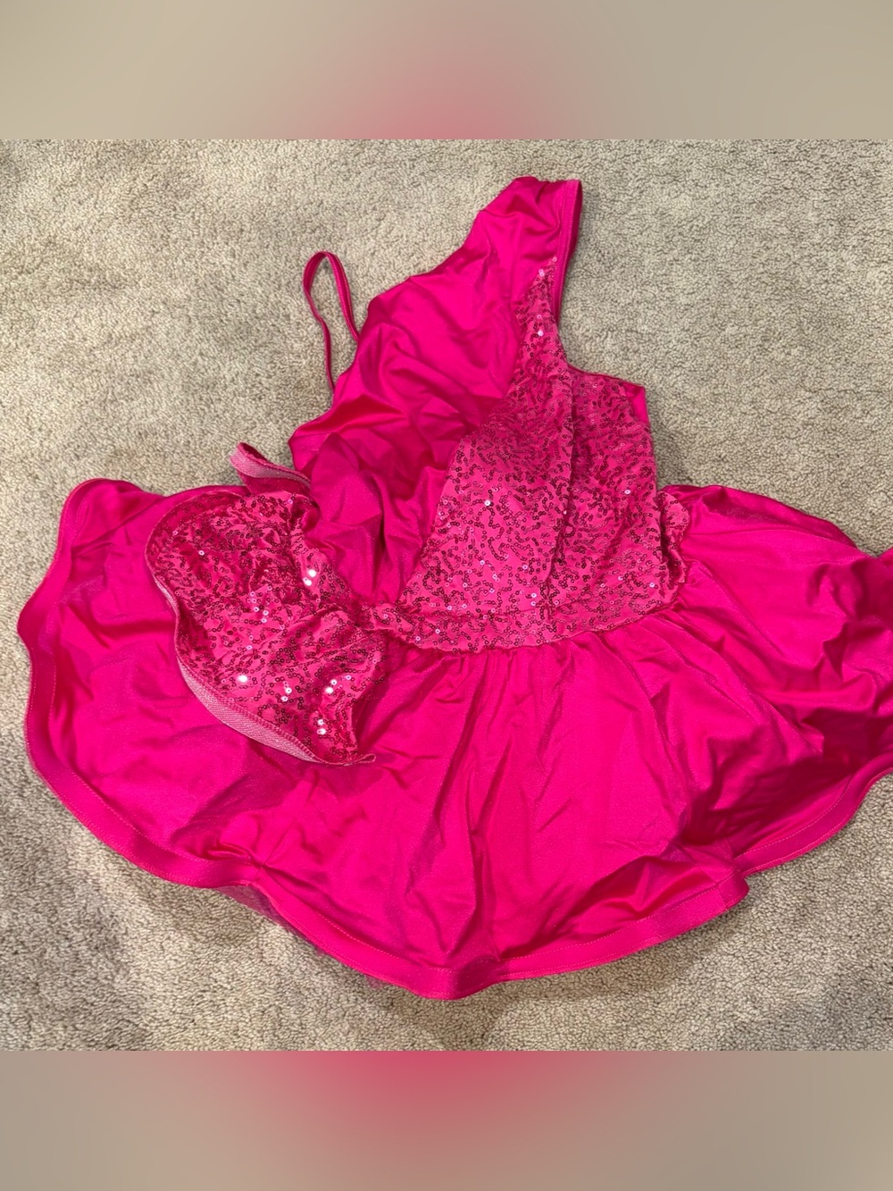 Girls' Hot Pink Sequin Dance Dress